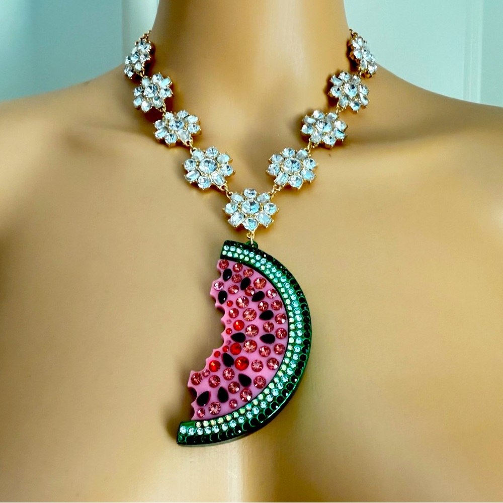 New Betsey Johnson BETSEYS BACKYARD WATERMELON PENDANT - Picture 7 of 12